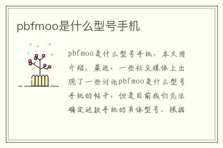 pbfmoo是什么型号手机